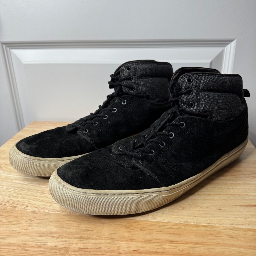 Vans Sk8 Skate Shoes Sneakers Black Suede Gray Canvas Mens Size 15